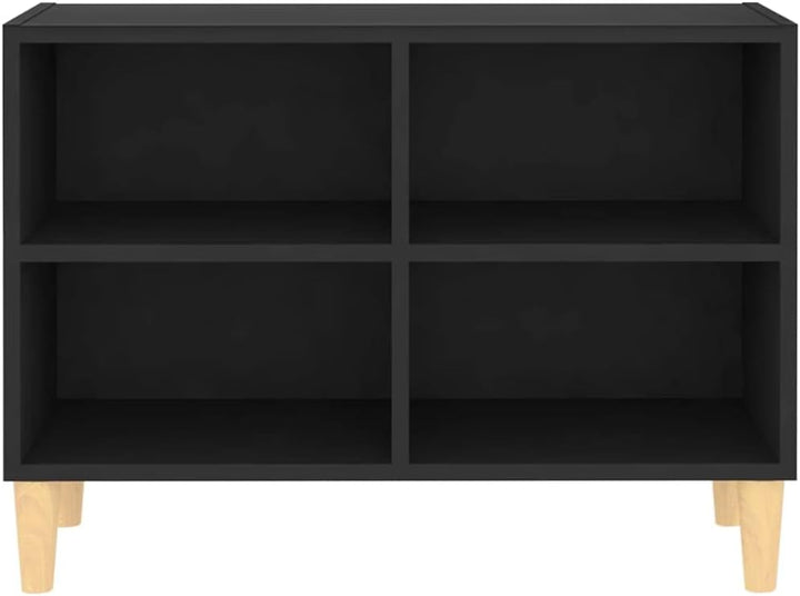 homiuse TV-Schrank mit Massivholz-Beinen Schwarz 69,5x30x50 cm TV Board Hochglanz Fernsehschrank Fer