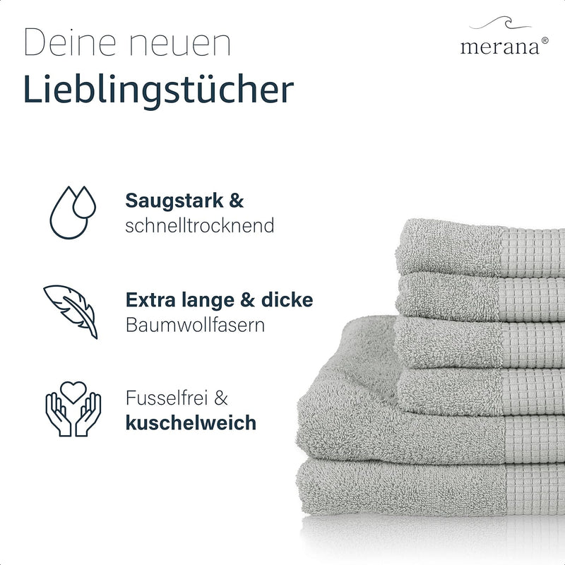 Merana Rome Handtuch Set | saugstark, weich und fusselfrei | Frottier Luxus Qualität | 100% Baumwoll