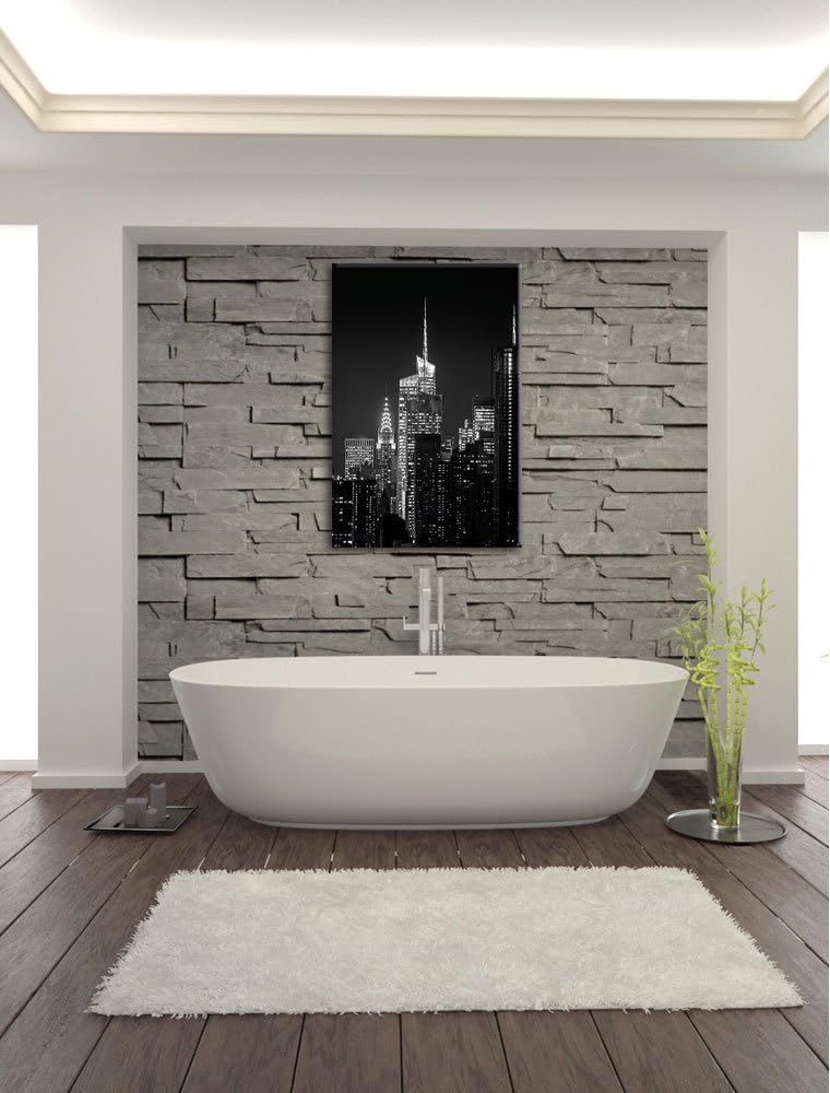 Pixxprint New York von Oben schwarz weiss als Leinwandbild | Grösse: 100x70 | Wandbild| Kunstdruck |