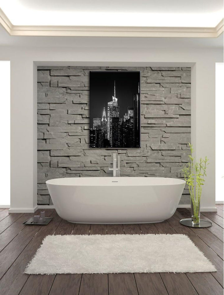 Pixxprint New York von Oben schwarz weiss als Leinwandbild | Grösse: 100x70 | Wandbild| Kunstdruck |