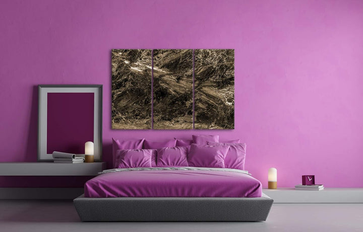 in der Natur gefundener Kristall Format: 3-teilig 120x80 Effekt: Sepia als Leinwand, Motiv fertig ge