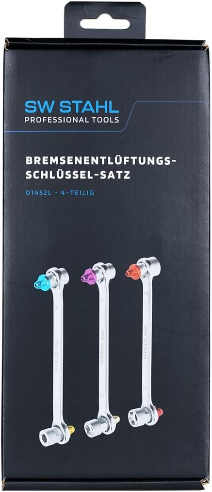 SW-Stahl 01452L Bremsenentlüftungsschlüssel-Satz, 4-teilig I Entlüfterschlüssel Set I Bremsleitung S