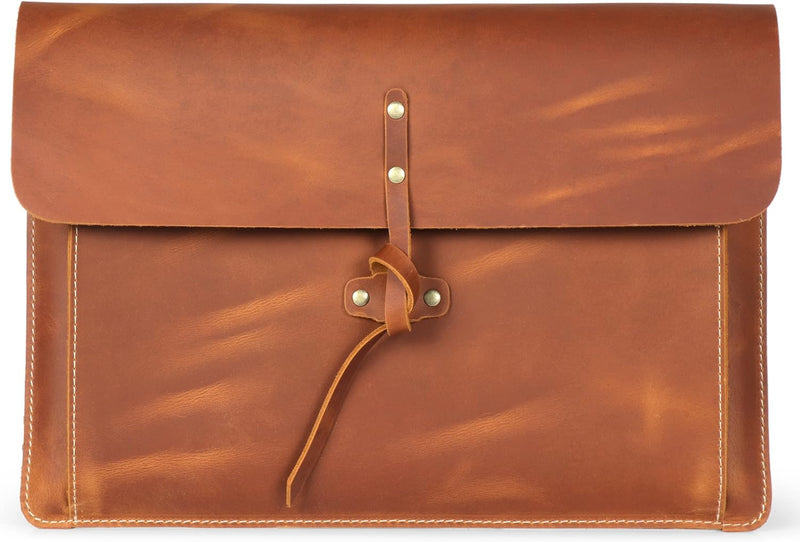 Londo Real Grain Leather MacBook Pro Case with Front Pocket & Flap Closure (Kamel, 13 Zoll), OTTO500