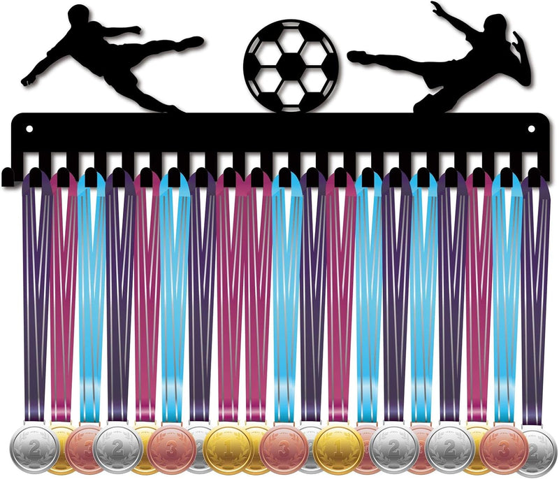 CREATCABIN Fussball-Medaillenhalter, Aufhänger, Sport-Metallwandhalterung Mit 20 Haken Zum Aufhängen