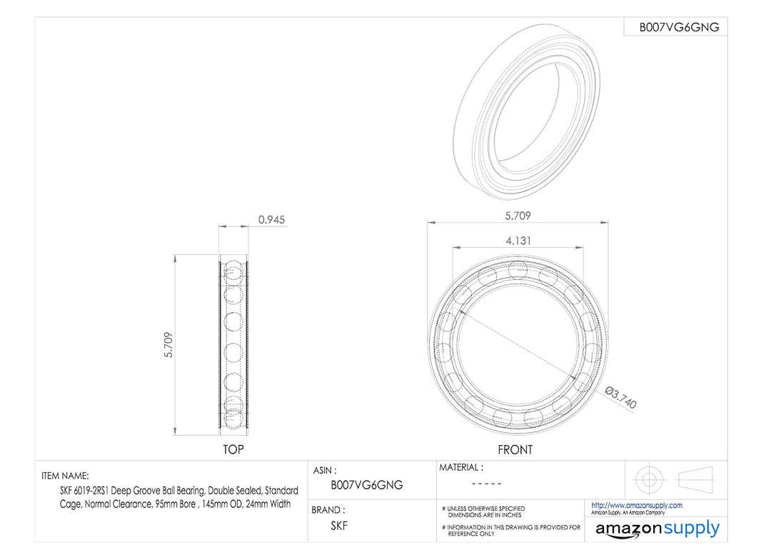 6019-2RS1 SINGLE : 6019-2RS