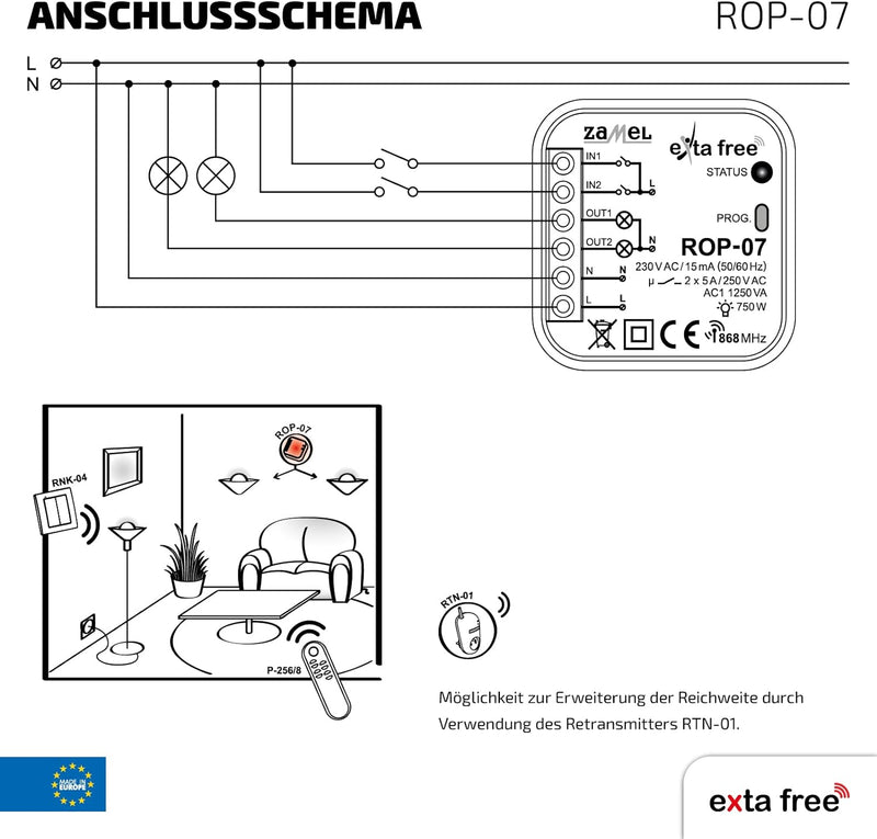 Zamel EXF10000104 ROP-07 Kabellose Steuerung