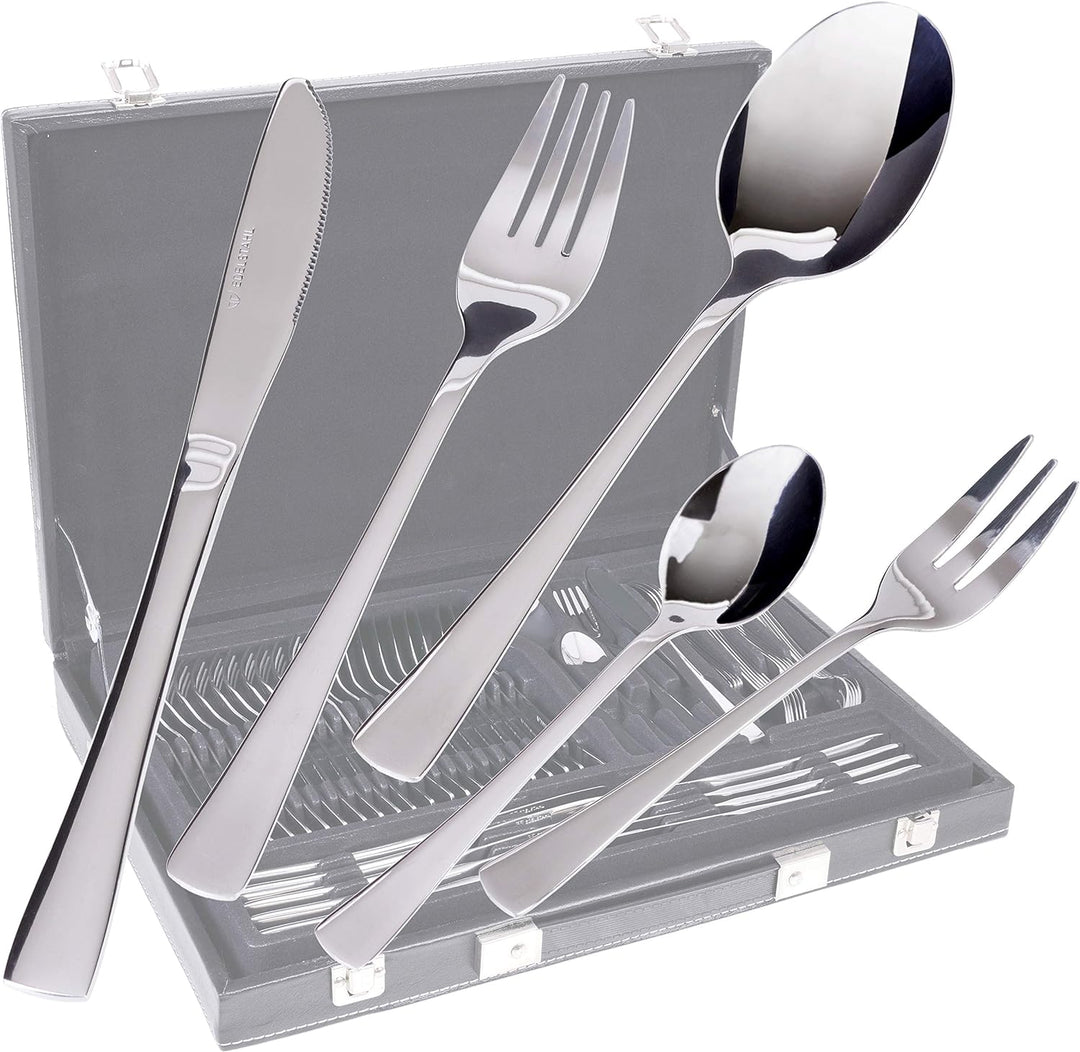 GRÄWE Besteckkoffer für 12 Personen aus Edelstahl, Besteckset 60-teilig, Aufbewahrungsbox inkl. Kuch