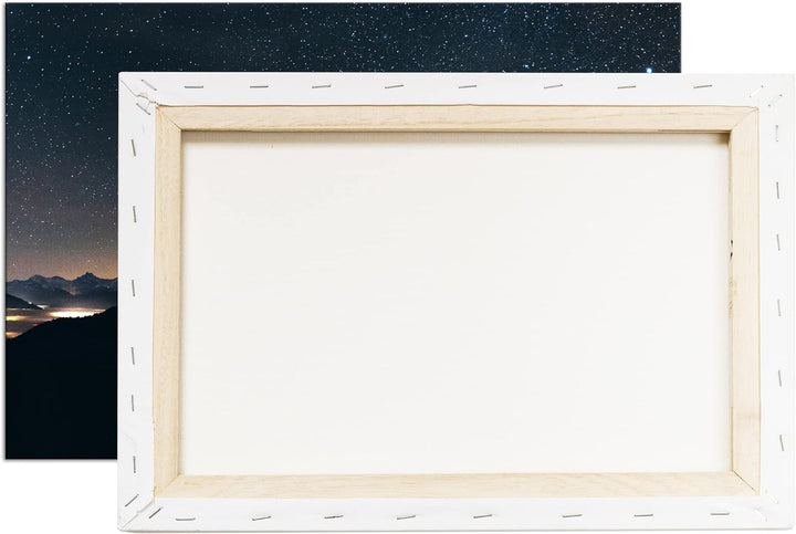 deyoli hellerleuchteter Nachthimmel Format: 100x70 als Leinwand, Motiv fertig gerahmt auf Echtholzra
