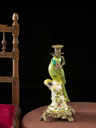 aubaho Papagei Kerzenständer Porzellan Antikstil Kerzenleuchter 37cm Candlestick Parrot