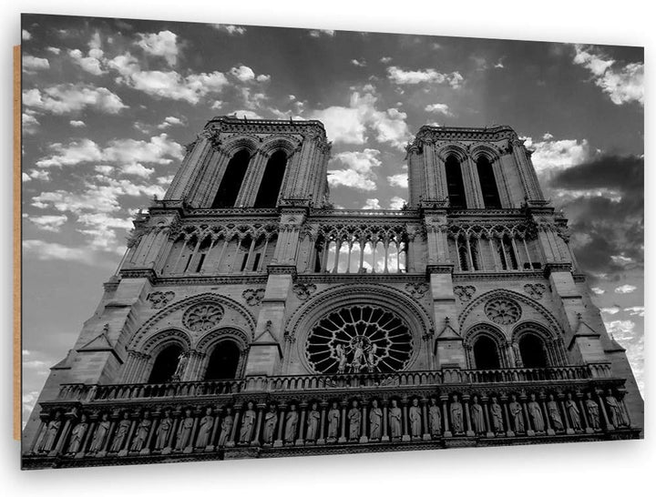 Feeby Deco Panel Kathedrale Notre-Dame Bild Kunstdruck modern schwarz-weiss 90x60 cm Deko paneel 90x