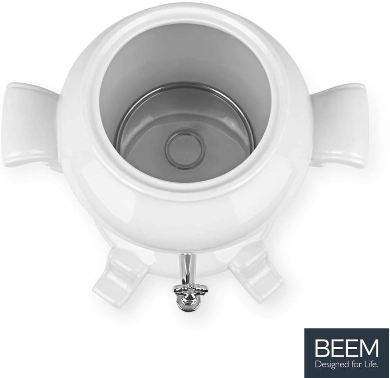 BEEM ODETTE BLANC Samowar - 5 l | Porzellan | 1800 W | 1 L Teekanne mit Sieb Edelstahl | 5 L Heisswa