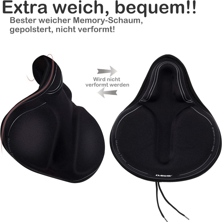 DAWAY Schaum Gel Gepolsterter Fahrradsattelbezug - C6 Extra Weicher Breit Gross Sattelbezug für Pelo