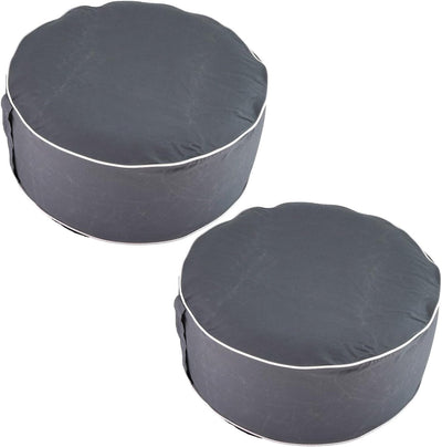 2er Set Aufblasbarer Pouf Sitzhocker Outdoor Sitzpouf 54 x 26 cm Sitz Hocker Polyester Sitzsack Grau