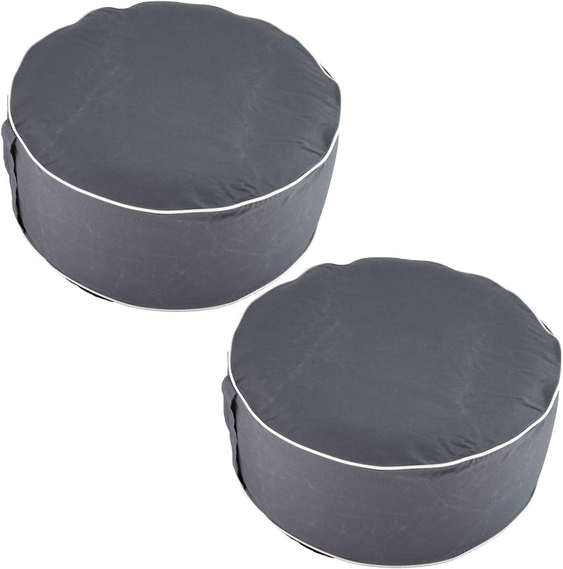 2er Set Aufblasbarer Pouf Sitzhocker Outdoor Sitzpouf 54 x 26 cm Sitz Hocker Polyester Sitzsack Grau