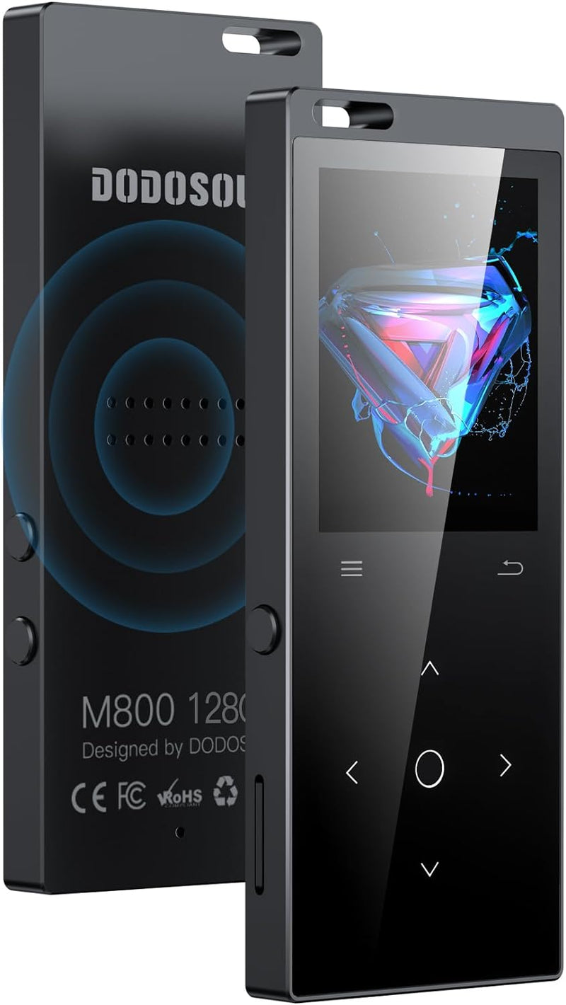 128GB MP3 Player Bluetooth 5.2, DODOSOUL MP3-Player mit Kopfhörer, FM-Radio,Diktiergerät, Mini-Desig