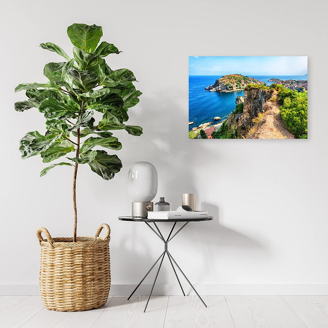 Feeby Bild auf Vlies Leinwand Inselstadt 100x70 cm Kunstdruck Modern Wandbilder Deko Flur Wohnzimmer