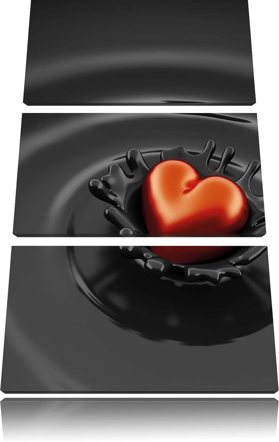 Pixxprint Rotes Herz in Schokolade als Leinwandbild/Grösse: 3 Teilig (120x80) cm/Wandbild/Kunstdruck