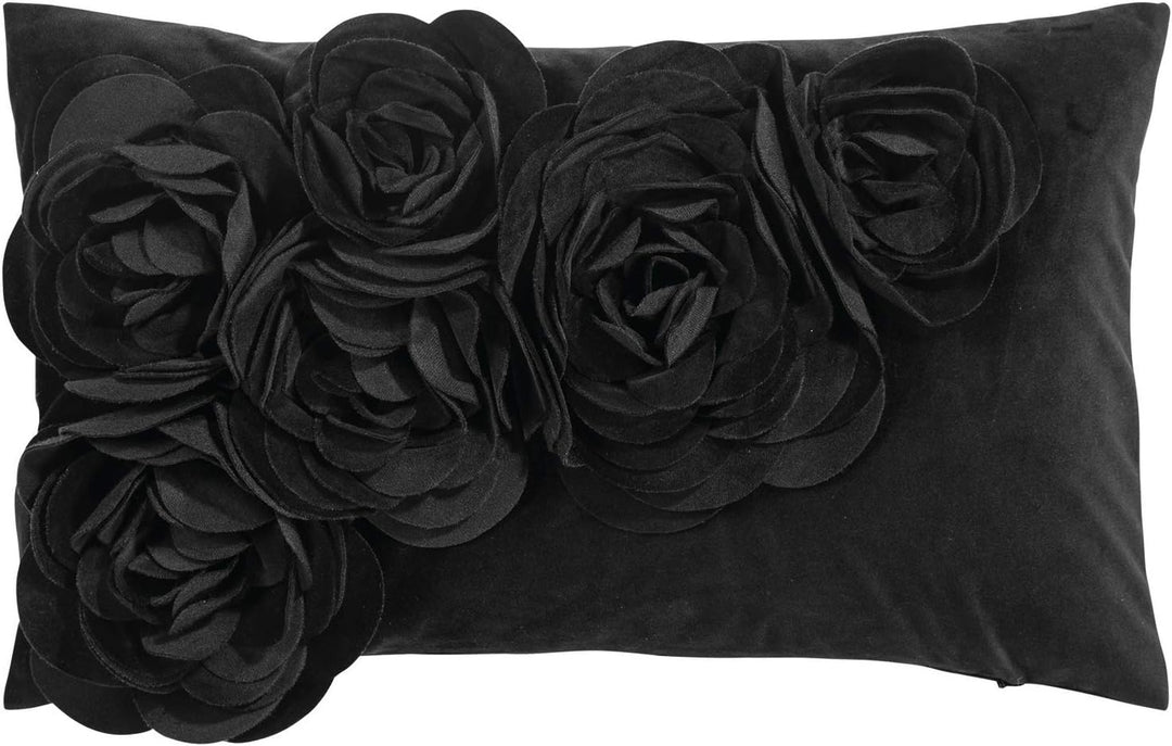 PAD - Kissenhülle, Kissenbezug - FLORAL - Polyester - schwarz - 30x50 cm - Lieferung erfolgt OHNE Fü
