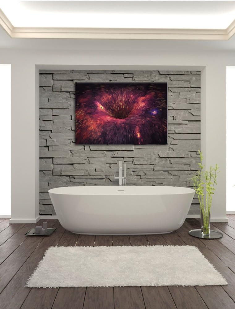 Pixxprint Schwarzes Loch im Weltall Kunst/Format: 100x70cm / Leinwandbild fertig bespannt Wandbild K