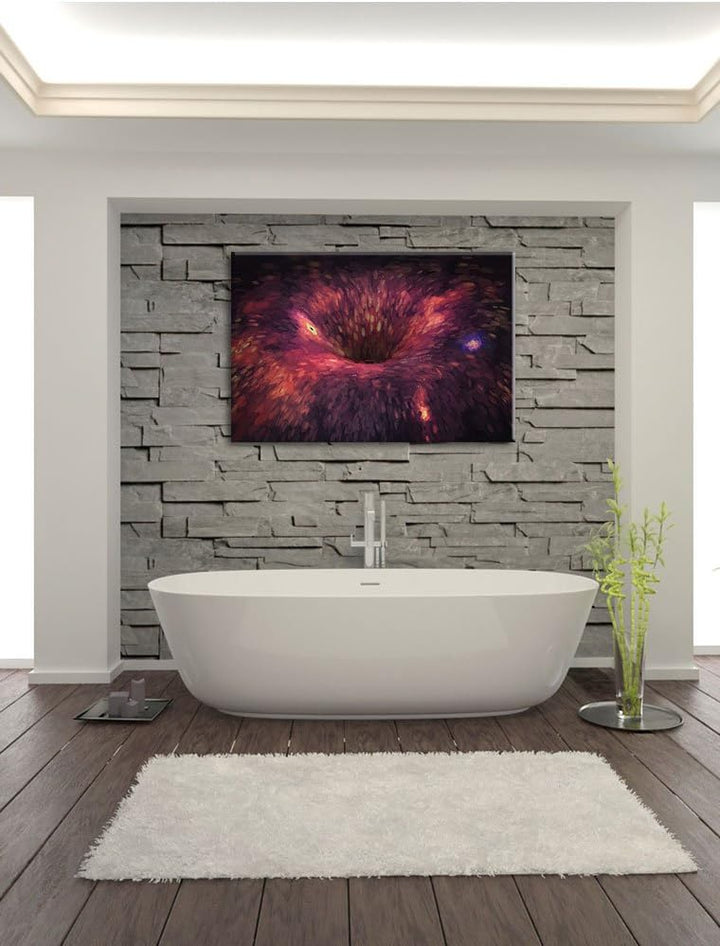 Pixxprint Schwarzes Loch im Weltall Kunst/Format: 100x70cm / Leinwandbild fertig bespannt Wandbild K