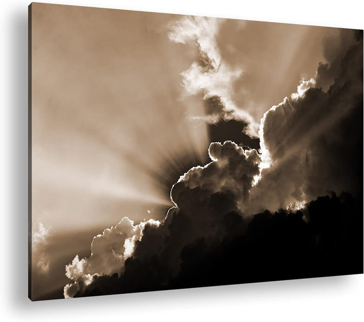 deyoli Sonnendurchbrechende Wolkendecke Format: 120x80 als Leinwand, Effekt: Sepia, Motiv fertig ger