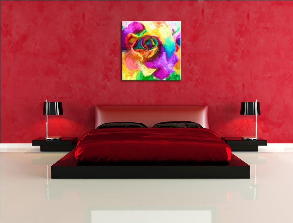 Pixxprint Kunterbunte zarte Rosenblätter als Leinwandbild | Grösse: 70x70 cm | Wandbild | Kunstdruck