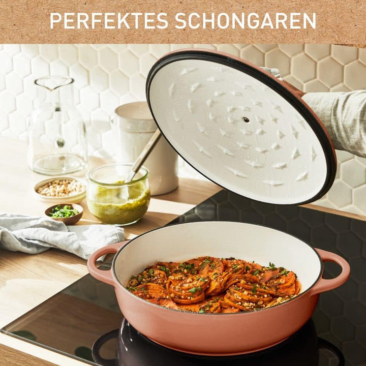 Tefal E26072 LOV Servierpfanne 28 cm | wiedergewonnenes Gusseisen | optimale Wärmespeicherung | für