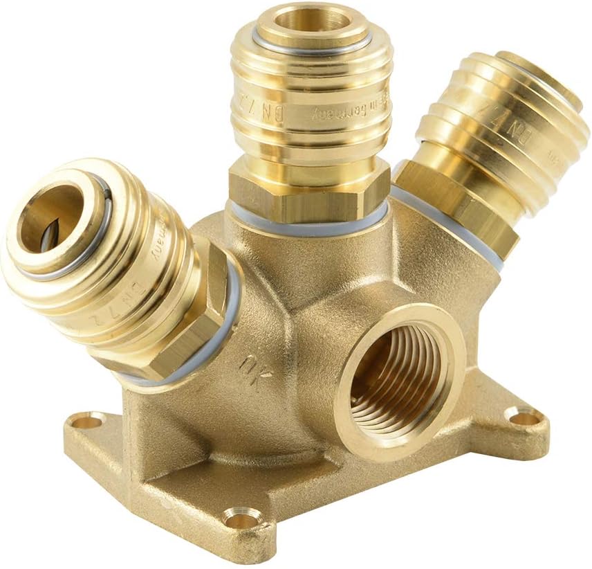 Fittingteile - Wanddose Druckluftverteiler mit 3x Druckluftkupplung NW 7,2 - G 1/2", G 1/2"