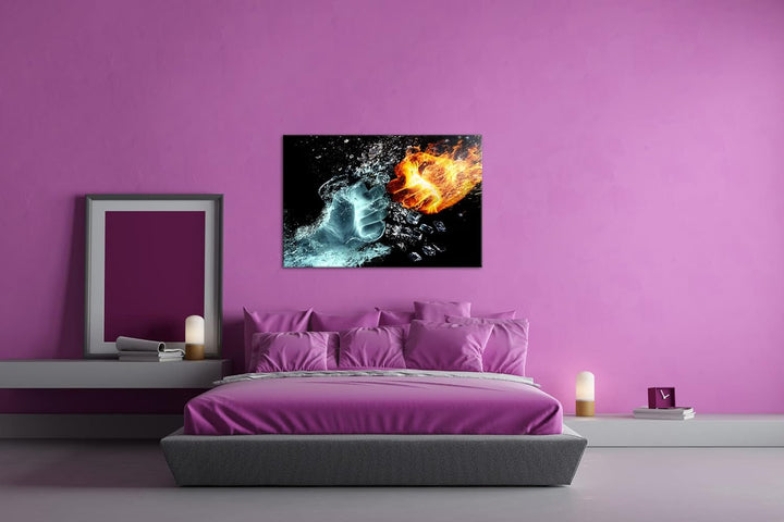 deyoli Feuer und Wasser prallen zusammen Format: 60x40 cm als Leinwandbild, Motiv fertig gerahmt auf