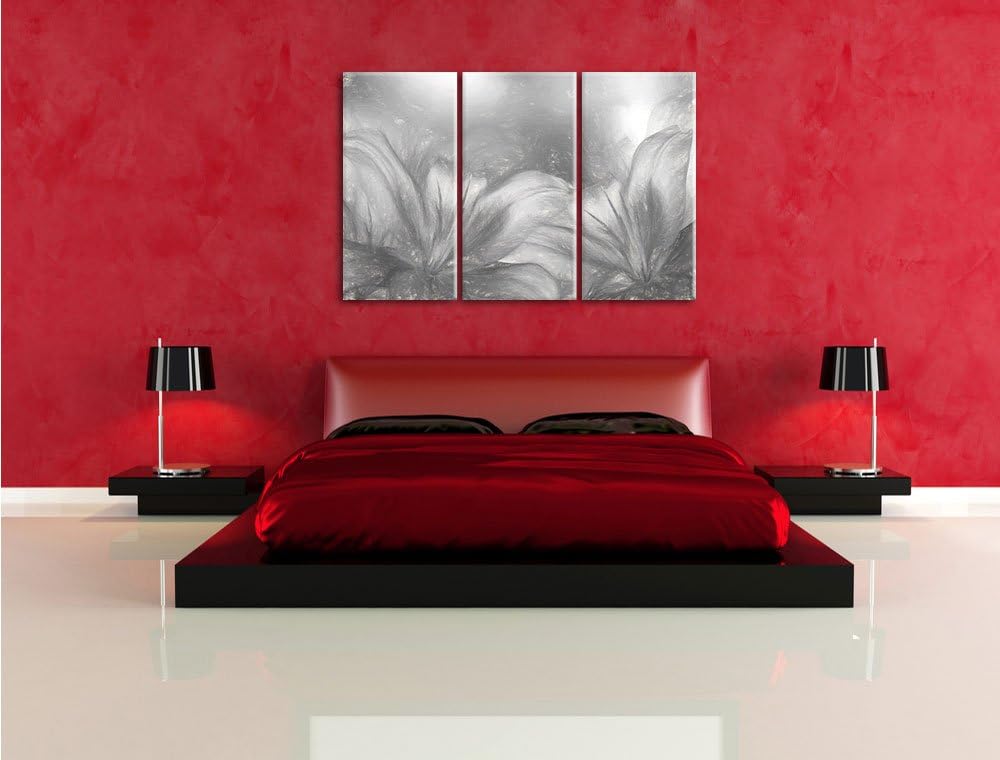 Pixxprint türkise Lilien Kunst als Leinwandbild/Grösse: 3 Teilig (120x80) / Wandbild/Kunstdruck/fert