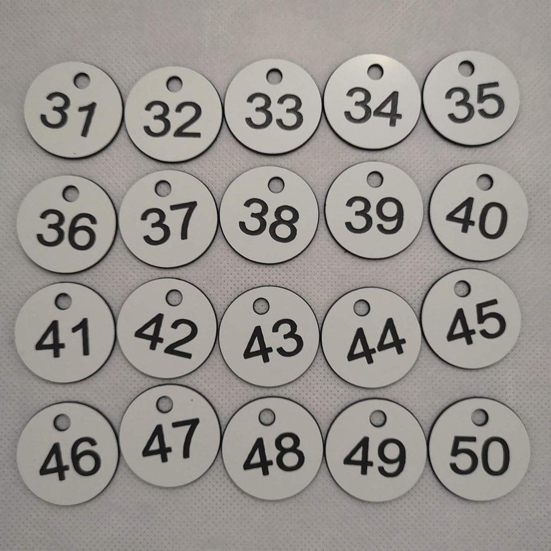 Sourcemall Kunststoff-ID-Nummernschilder mit Schlüsselringen (weiss, 1-100) 1-100 weiss, 1-100 weiss
