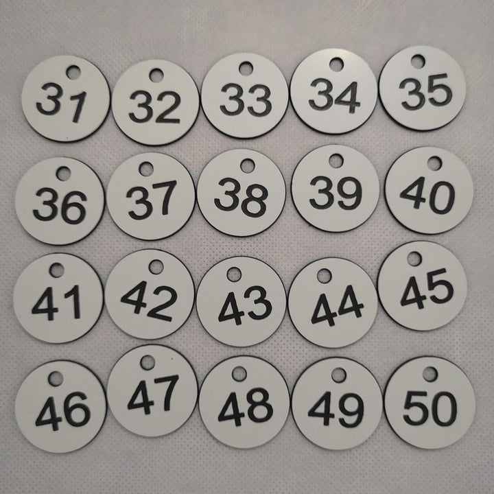 Sourcemall Kunststoff-ID-Nummernschilder mit Schlüsselringen (weiss, 1-100) 1-100 weiss, 1-100 weiss