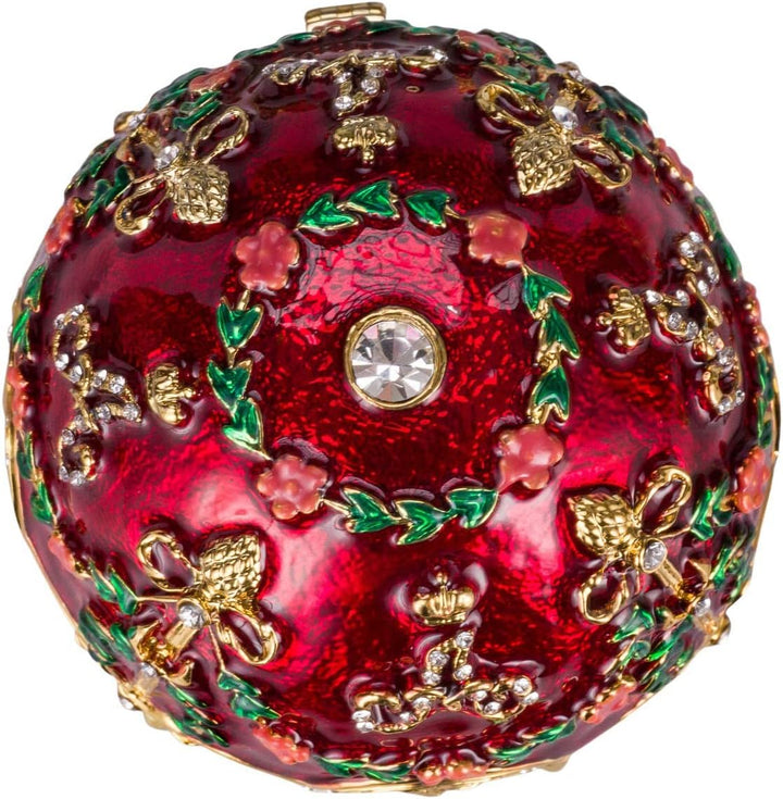 danila-souvenirs Fabergé-Stil Ei/Schmuckkästchen Alexanderpalast 14 cm rot