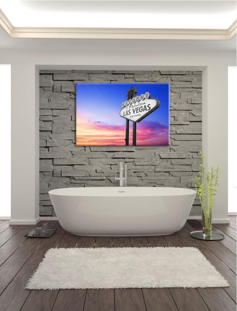 tolles Las Vegas Schild schwarz/weiss Format: 100x70 auf Leinwand, XXL riesige Bilder fertig gerahmt