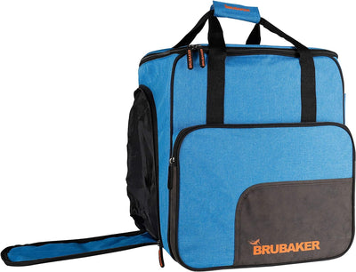 BRUBAKER Super Performance Skischuhtasche Helmtasche Rucksack mit Schuhfach - Blau meliert Schwarz