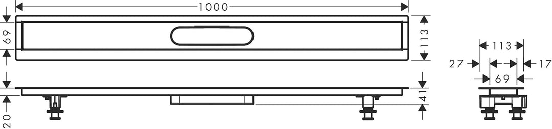 hansgrohe Installationsset 1000mm RainDrain für hansgrohe Duschrinnen Fertigsets (RainDrain Rock und
