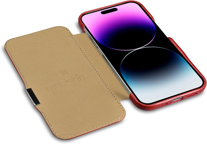 Mobiskin Hülle für iPhone 15 PRO (6,1 Zoll), Handyhülle mit Leder, Case kompatibel mit MagSafe, Schu