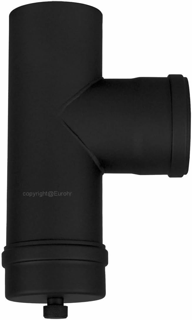 FIREFIX R80/V Pelletofenrohr aus 1,2 mm starken Stahl in 80 mm Durchmesser, Anschluss-T-Stück mit Re