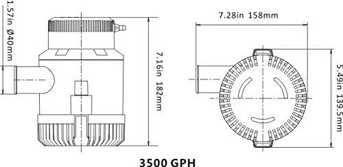 LIGHTEU®, Seaflo DC 12V 3500GPH Non-Automatic Bilgenpumpe Tauchwasserpumpe für Marineboote Yacht Woh