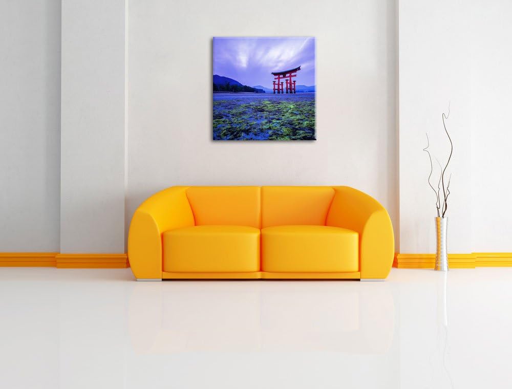 Torii in Hiroshima Japan, Format: 70x70 auf Leinwand, XXL riesige Bilder fertig gerahmt mit Keilrahm