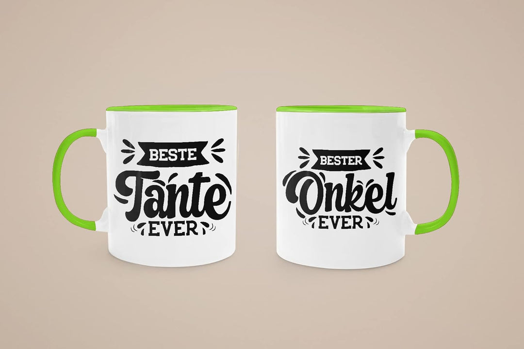 Trendation - Tante und Onkel Geschenk Tasse Set Kaffeetassen Geschenke Weihnachten (Grün), Grün