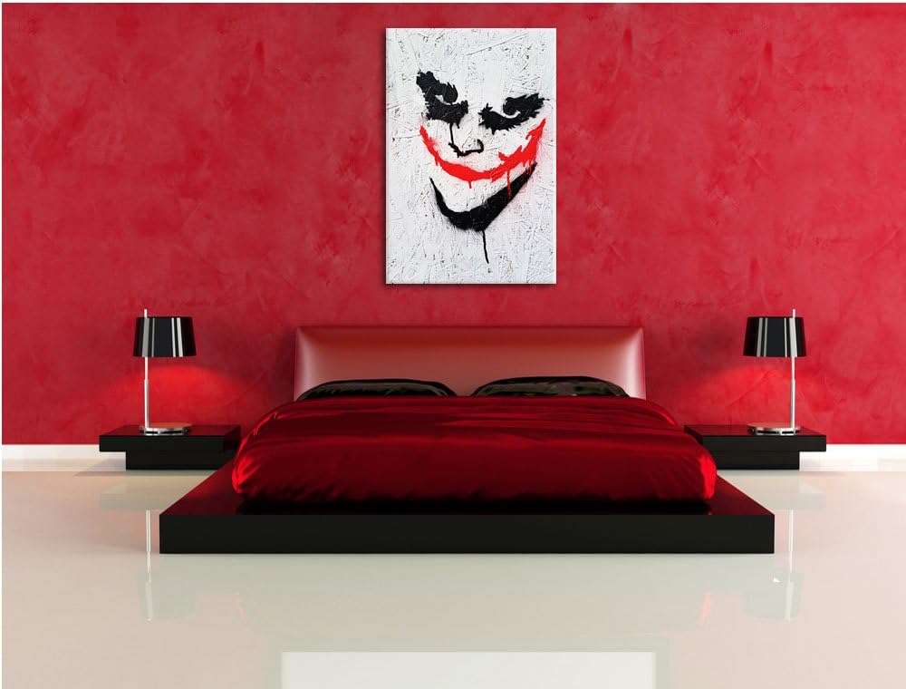 Pixxprint Joker Format: 100x70 auf Leinwand, XXL riesige Bilder fertig gerahmt mit Keilrahmen, Kunst