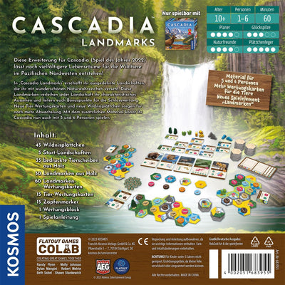 Kosmos 683955 Cascadia - Landmarks, Erweiterung zum Spiel des Jahres 2022, Ergänzung für 5-6 Persone