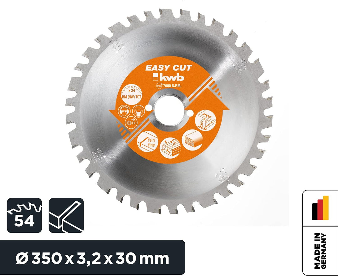 kwb Kreissägeblatt 350 x 30 mm, Made in Germany, Nagelfest, für Holz mit Metallresten, Universal Säg