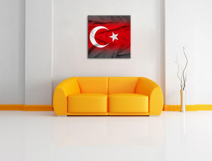 Pixxprint Flagge der Türkei / 70x70cm Leinwandbild bespannt auf Holzrahmen/Wandbild Kunstdruck Dekor