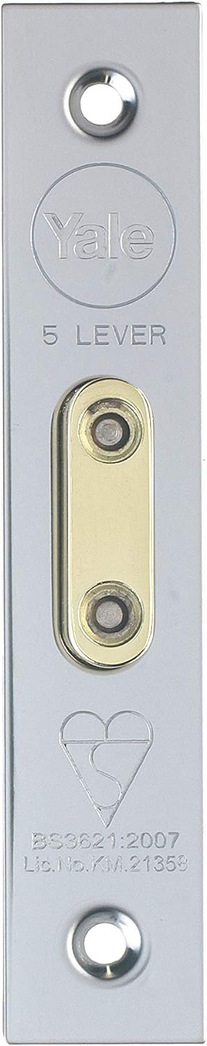 Yale B-BSDL-2.5-CH Einsteckschloss mit 5 Hebeln, für Aussentüren geeignet, verchromt, 64 mm Polierte
