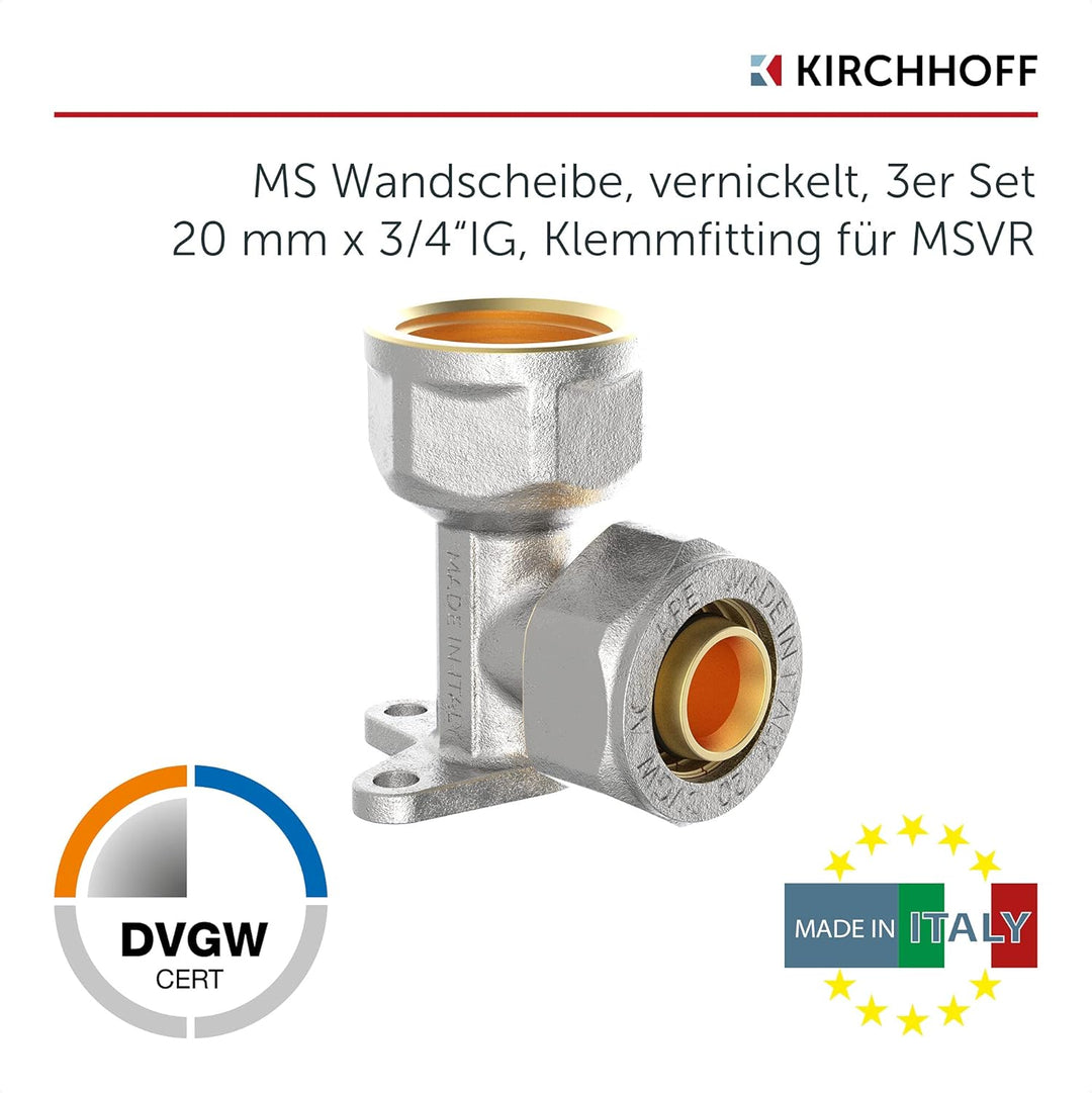 KIRCHHOFF | MSVR Rohr | 3er Set | Klemmringverschraubung 20 mm x 3/4" | Aluverbundrohr | für Heizung