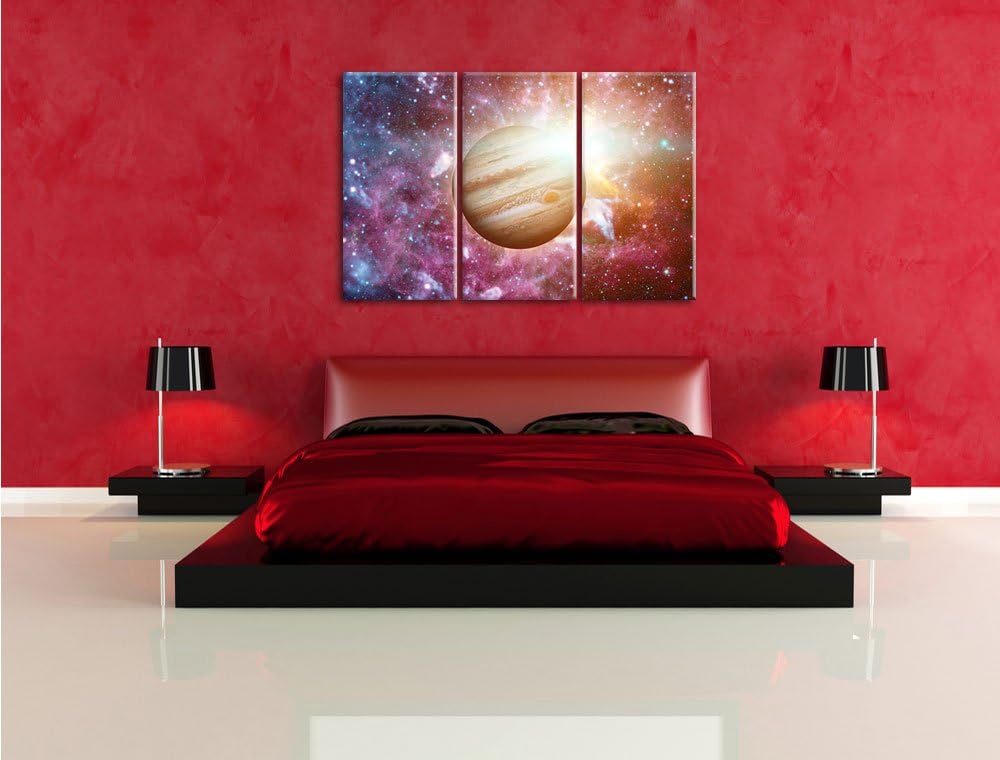 Pixxprint Planet Jupiter im Universum als Leinwandbild/Grösse: 3Teilig / Wandbild/Kunstdruck/fertig