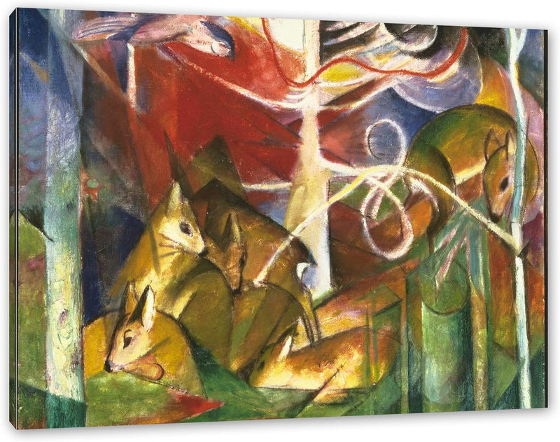 Generisch Franz Marc - Rehe im Wald I als Leinwandbild / Grösse: 100x70 cm / Wandbild / Kunstdruck /