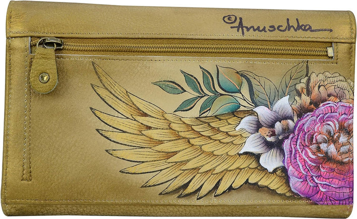 Anuschka Handbemaltes Leder, dreifach gefaltete Clutch für Damen Einheitsgrösse Engelsflügel, Einhei